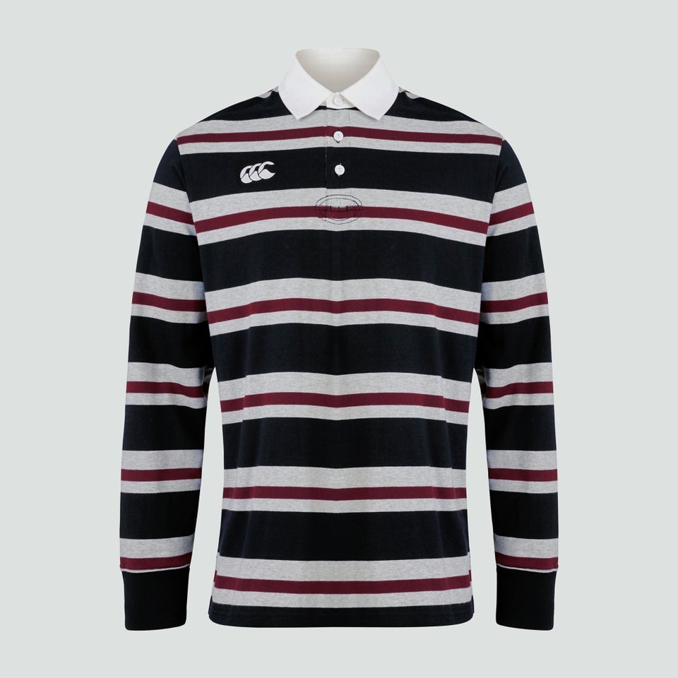 Mens Long Sleeved Retro Striped Jersey Black
