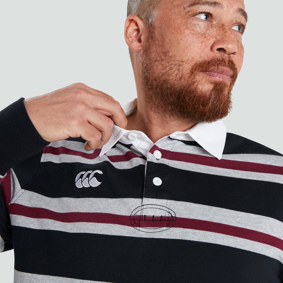 Mens Long Sleeved Retro Striped Jersey Black