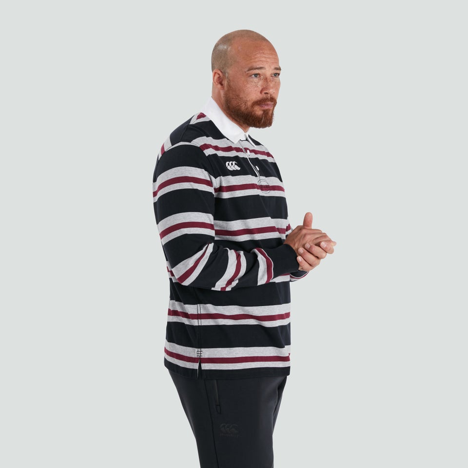 Mens Long Sleeved Retro Striped Jersey Black