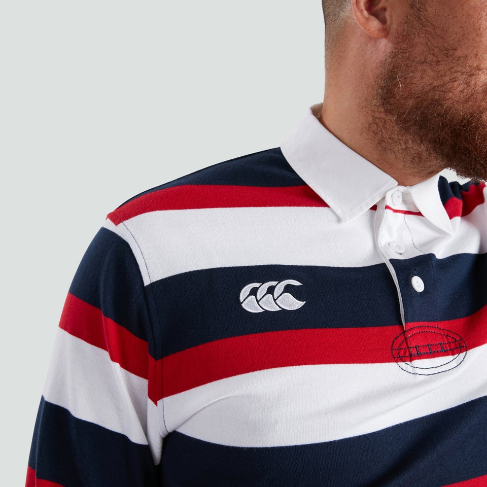 Mens Long Sleeved Retro Striped Jersey Red