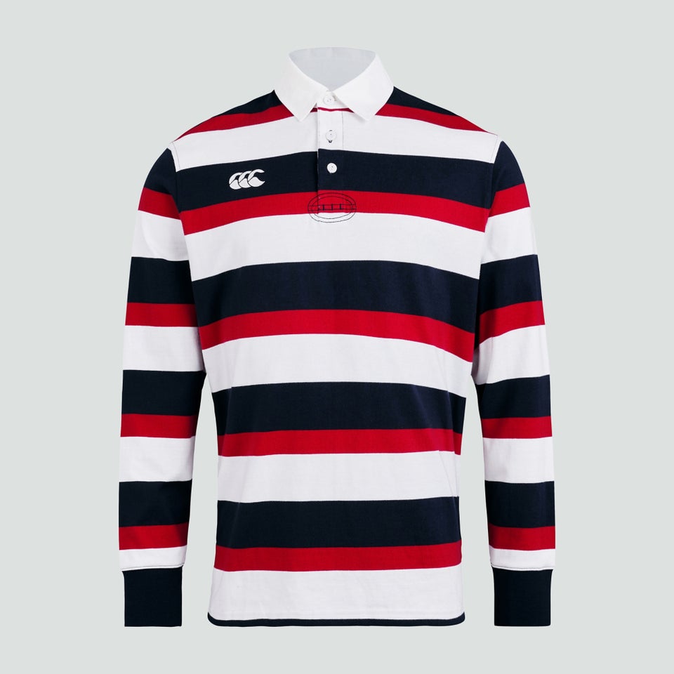 Mens Long Sleeved Retro Striped Jersey Red