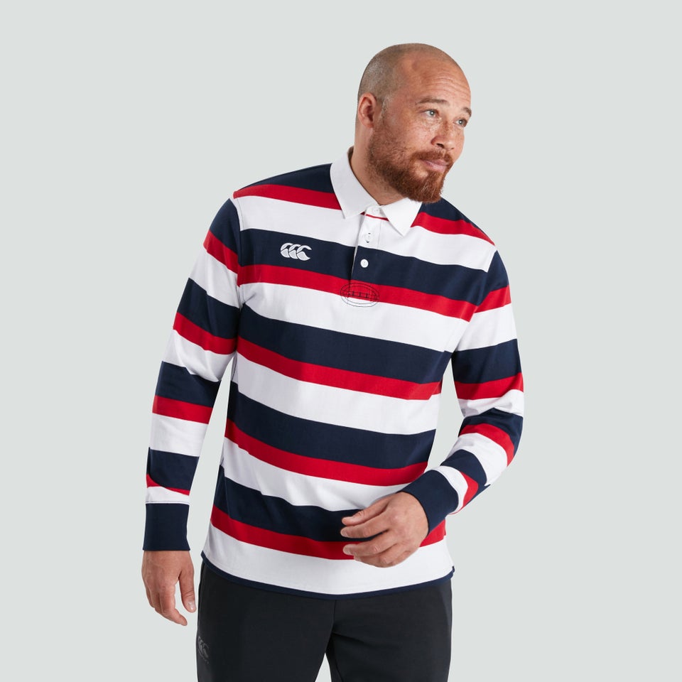 Mens Long Sleeved Retro Striped Jersey Red