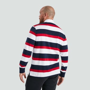 Mens Long Sleeved Retro Striped Jersey Red