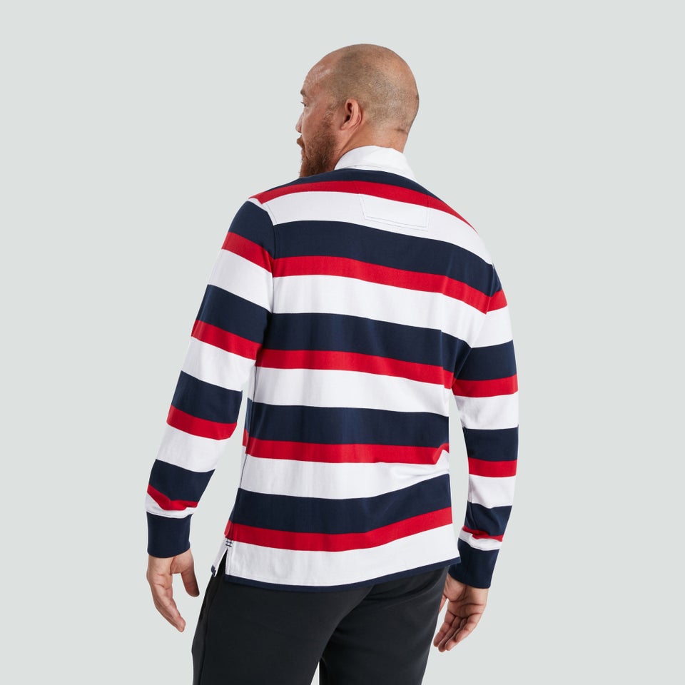Mens Long Sleeved Retro Striped Jersey Red