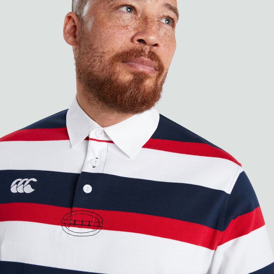 Mens Long Sleeved Retro Striped Jersey Red