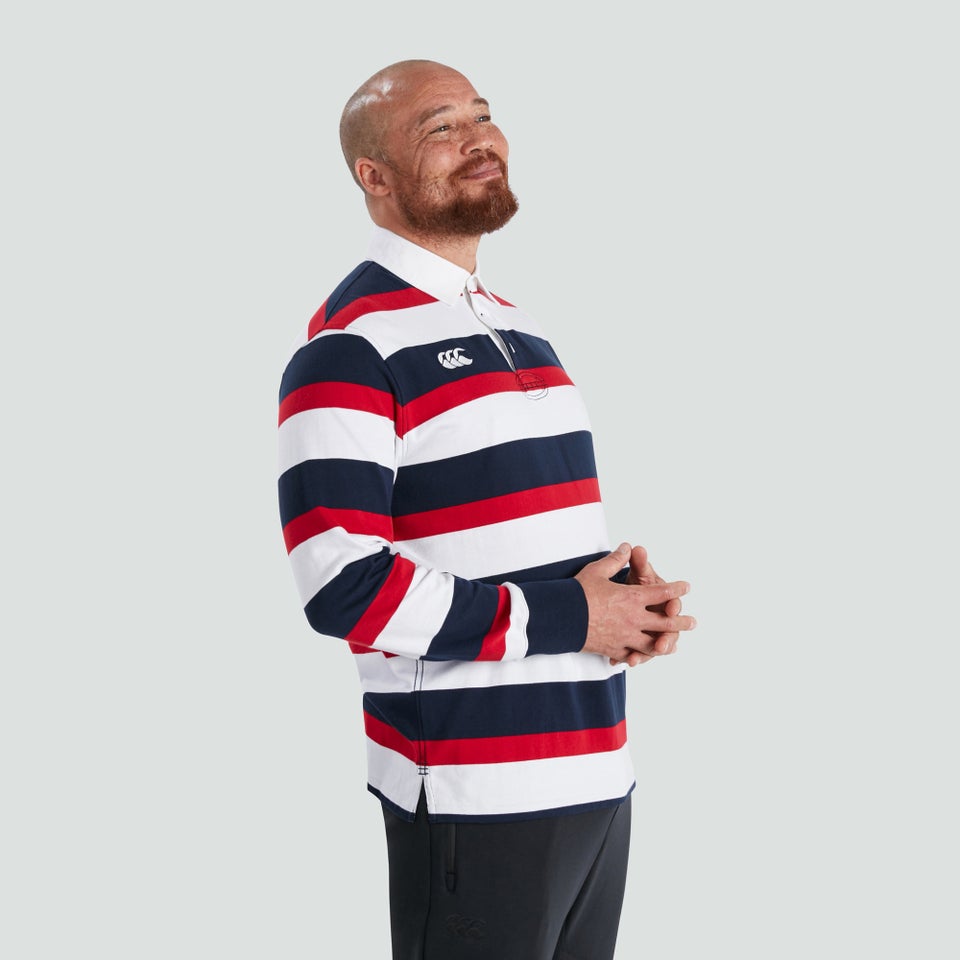 Mens Long Sleeved Retro Striped Jersey Red