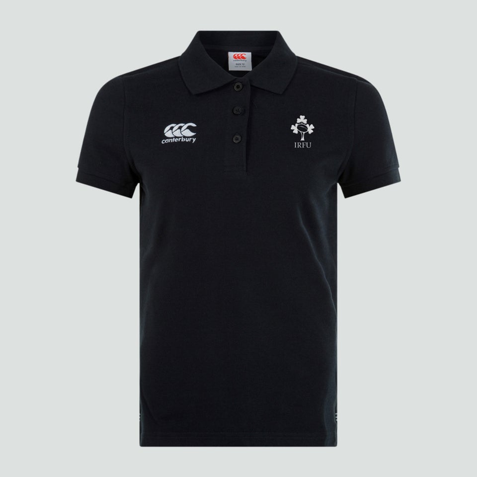 Womens IRFU Waimak Polo Shirt Black