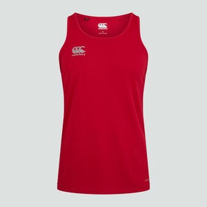 MENS CORE VAPODRI POLY SINGLET RED - XS