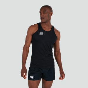 MENS CORE VAPODRI POLY SINGLET BLACK - XS