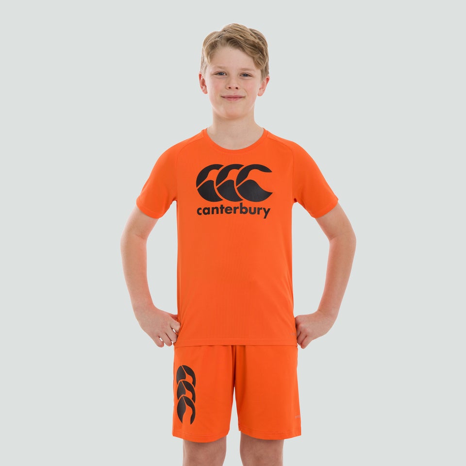 Junior Unisex Vapodri Poly Large Logo Tee Orange