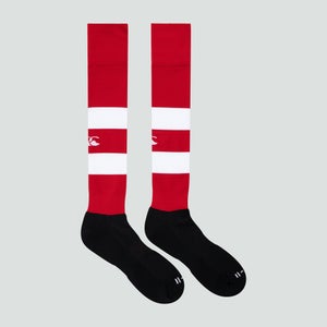 Adult Unisex Hooped Playing Socks Red/White