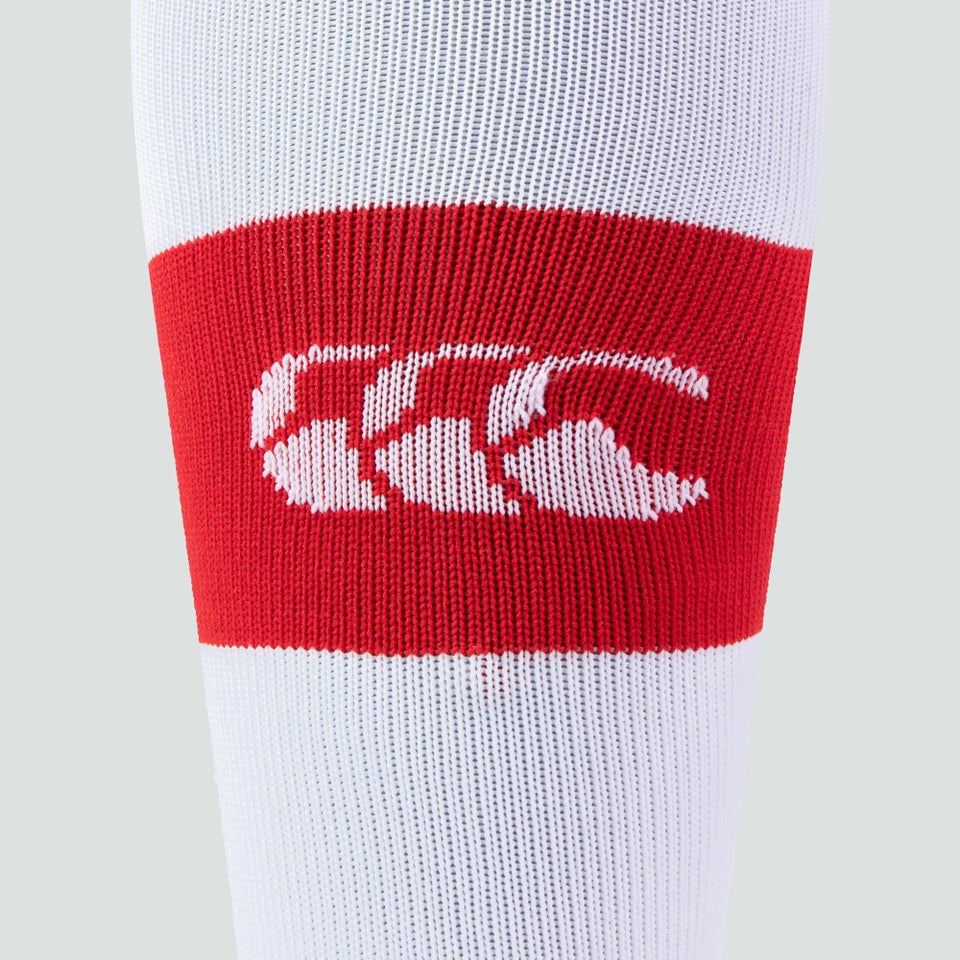 Adult Unisex Hooped Playing Socks Red/White