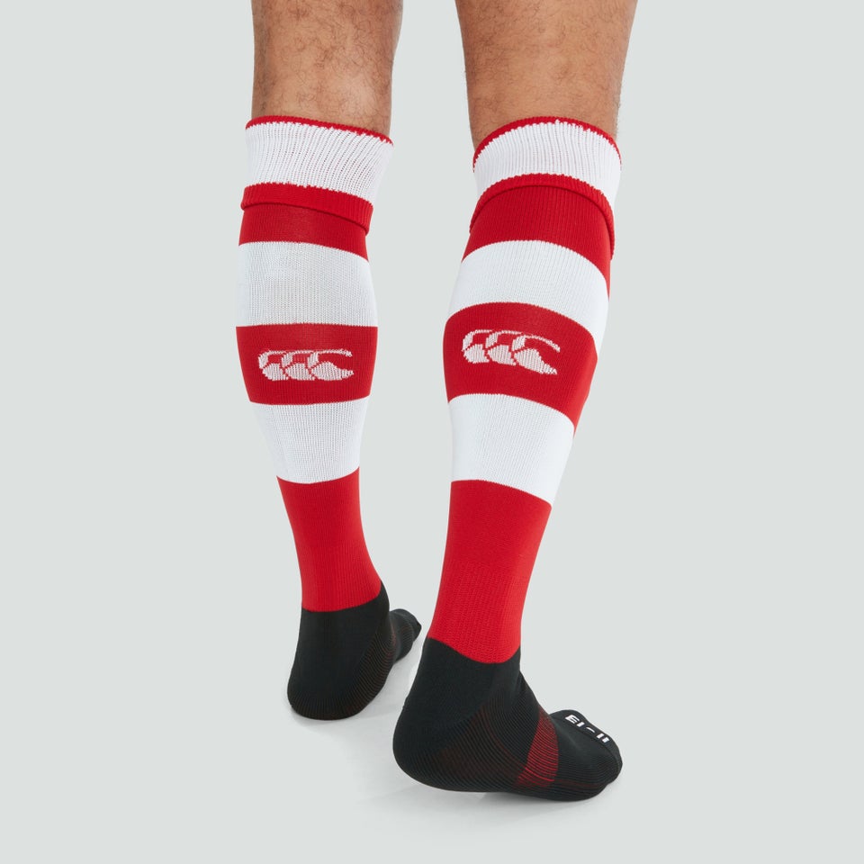 CANTERBURY TEAM HOOPED SOCK FLAG RED/WHITE