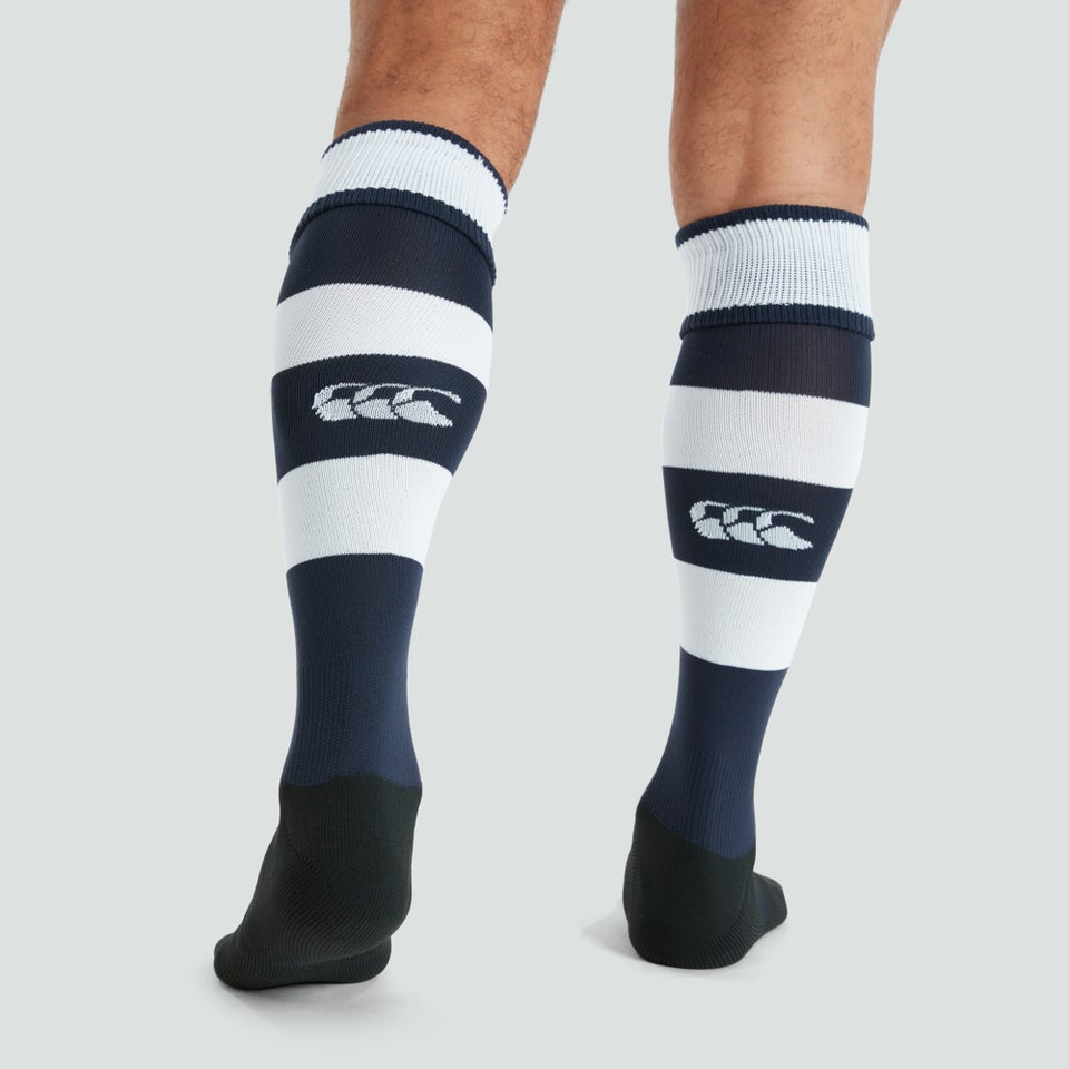 Adult Unisex Hooped Playing Socks Navy/White