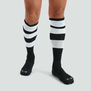 Adult Unisex Hooped Playing Socks Black/White