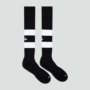 Adult Unisex Hooped Playing Socks Black/White