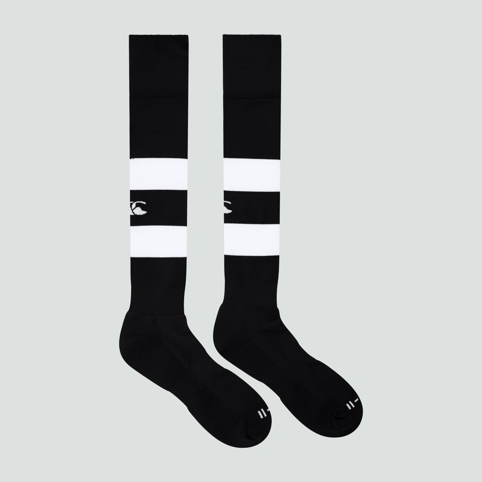 Adult Unisex Hooped Playing Socks Black/White
