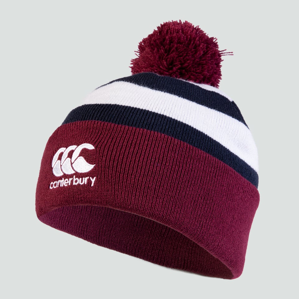 Adult Unisex Hooped Bobble Hat Maroon