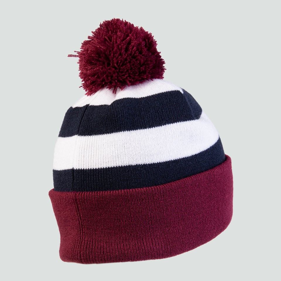 Adult Unisex Hooped Bobble Hat Maroon