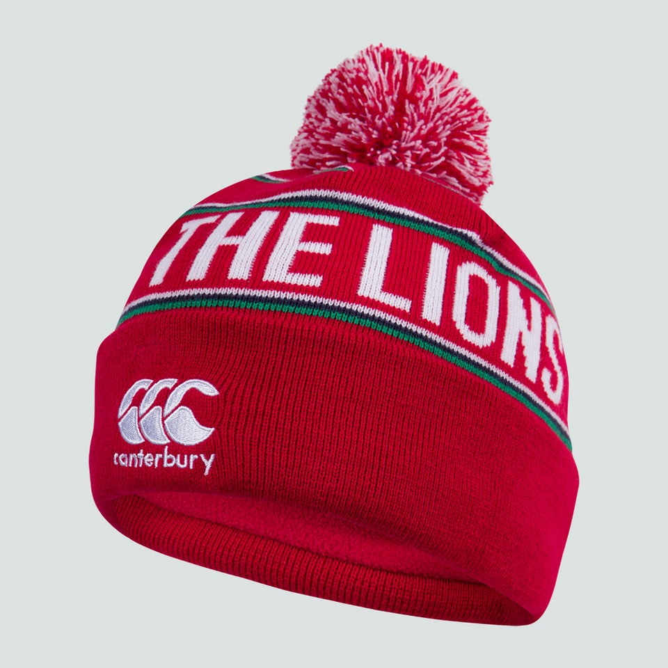 Adult Unisex British & Irish Lions Fleece Lined Bobble Hat Red