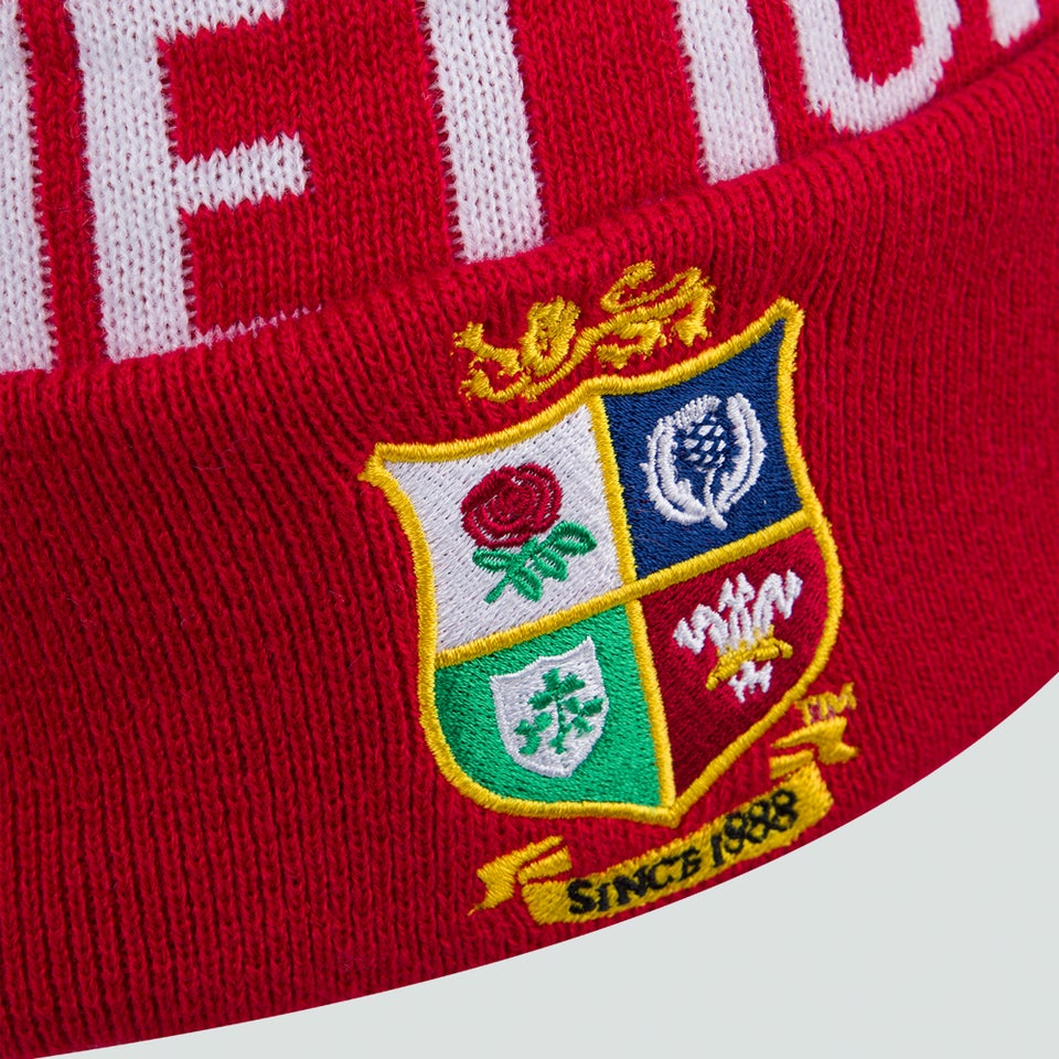 Adult Unisex British & Irish Lions Fleece Lined Bobble Hat Red