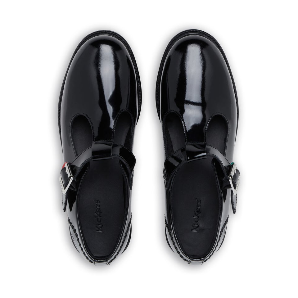 Youth Womens Lach T-Bar Leather Black