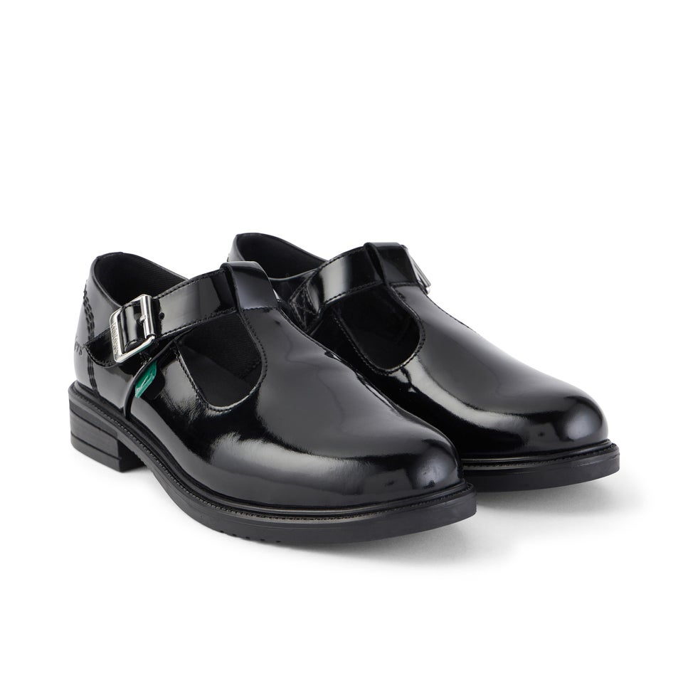 Youth Womens Lach T-Bar Leather Black