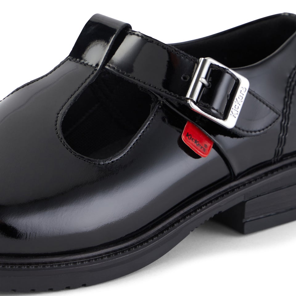 Youth Womens Lach T-Bar Leather Black