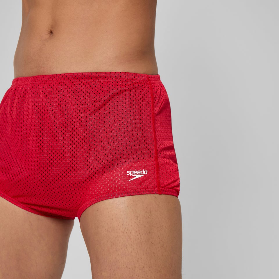 Men's Solid Poly Mesh Training Suit Red