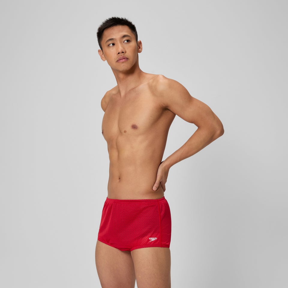 Men's Solid Poly Mesh Training Suit Red