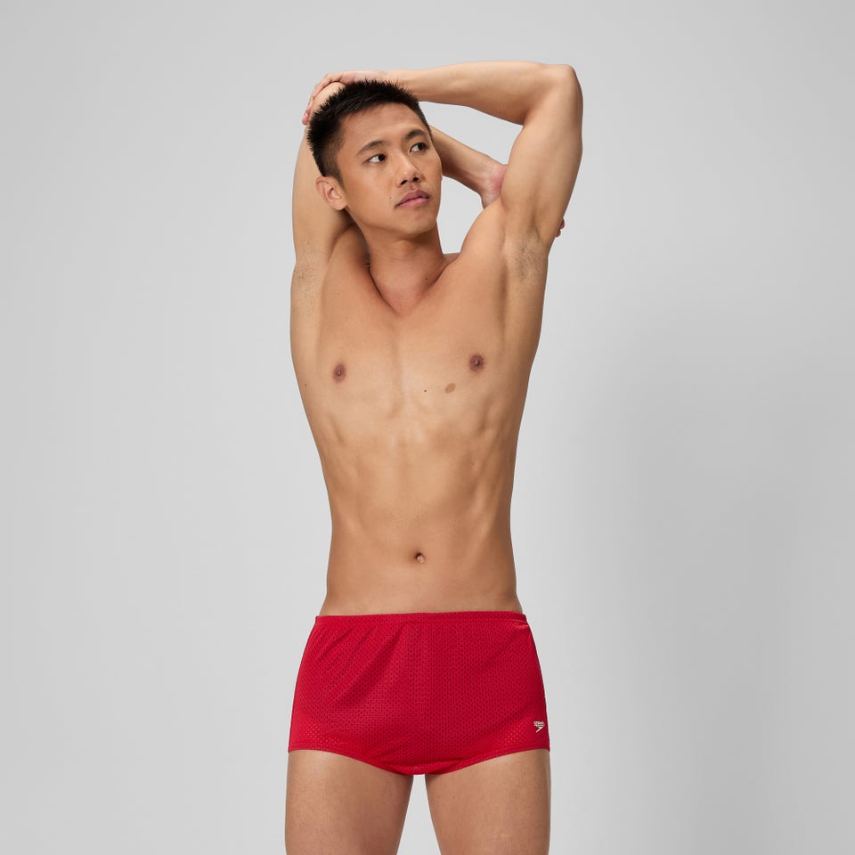 Men's Solid Poly Mesh Training Suit Red