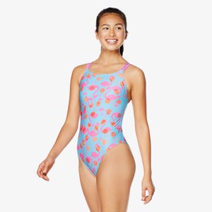 Printed Double Strap One Piece - Blue | Size 24