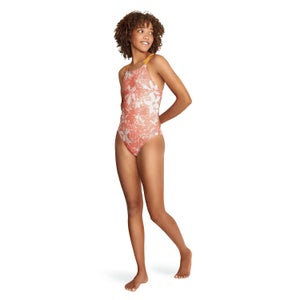 Women's Printed Double Strap One Piece Pink