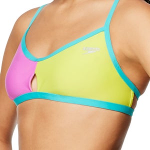 Women's Color Block Keyhole Bikini Top Purple