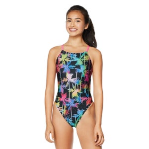 Women's Printed Fixed Back One Piece Black