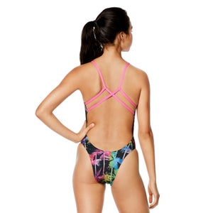 Women's Printed Fixed Back One Piece Black