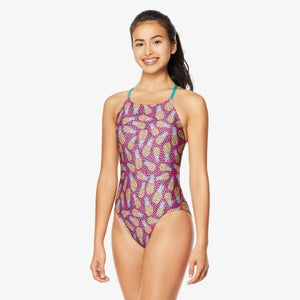 Women's Printed Tie Back One Piece Pink - 20