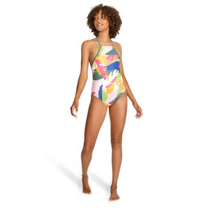 Women's Printed High Neck One Piece Green