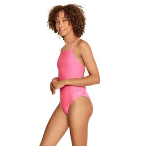 Women's Solid T-Back One Piece Blue