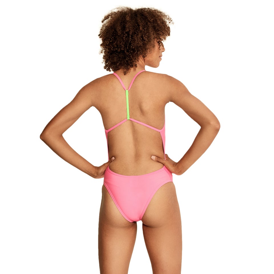 Women's Solid T-Back One Piece Blue