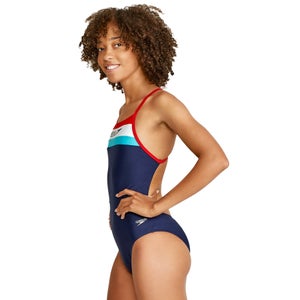 Women's Vintage Splice One Back One Piece Navy