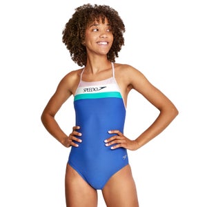 Women's Vintage Splice One Back One Piece Purple - 20