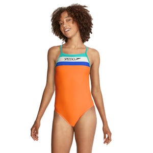 Women's Vintage Splice One Back One Piece Orange - 20