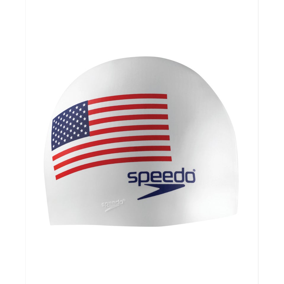 Adult USA Flag Silicone Cap White