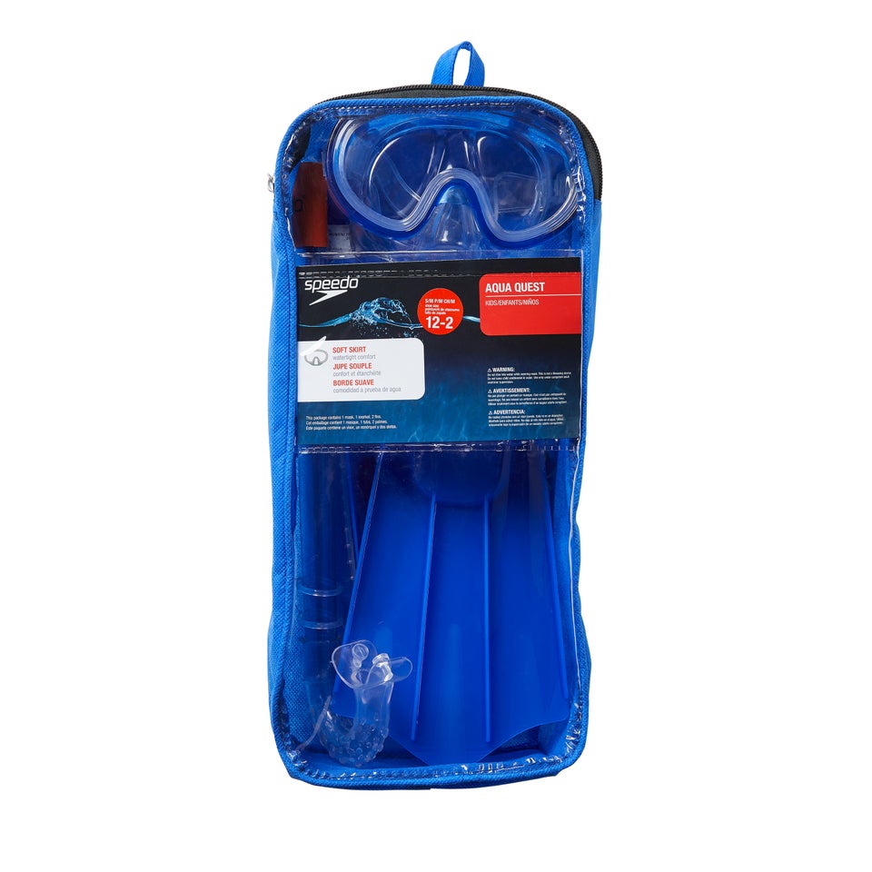 Kids Aqua Quest Mask, Snorkel & Fin Set Blue