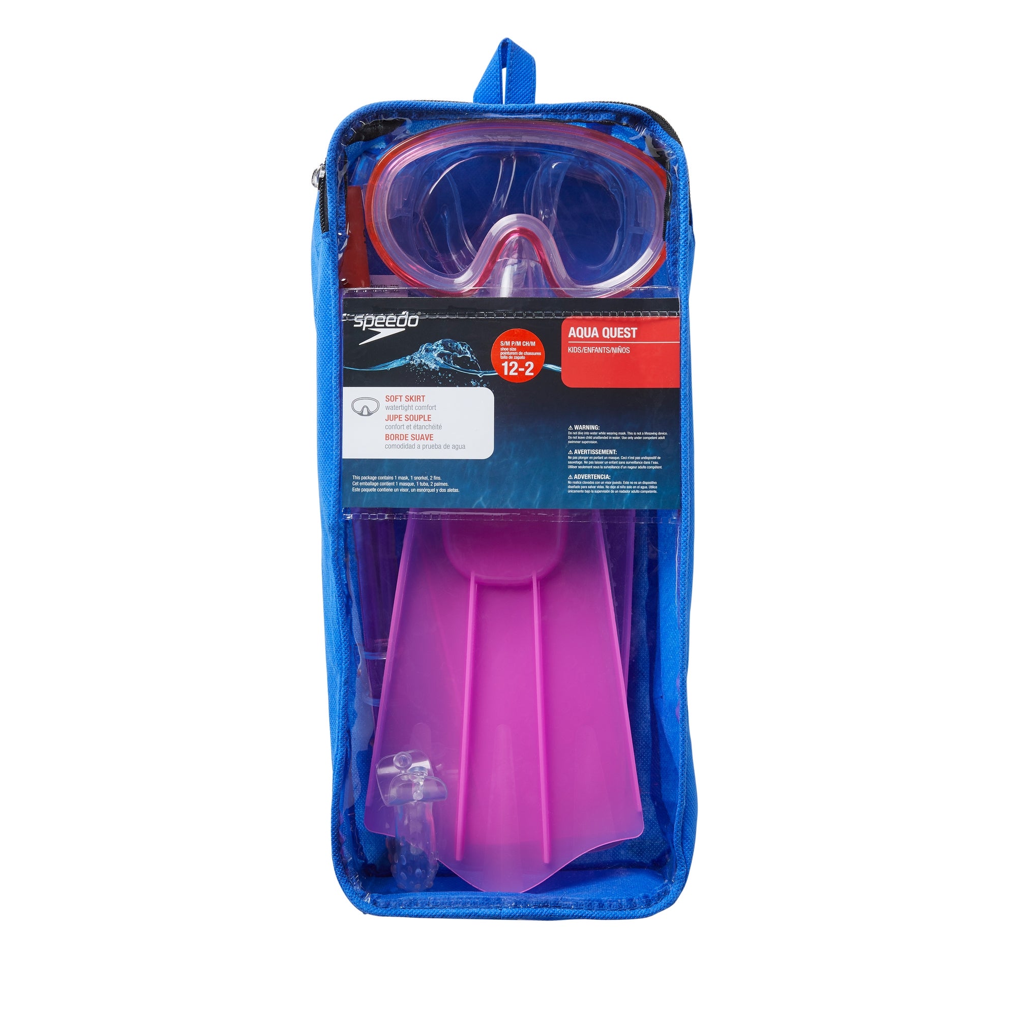 Kids Aqua Quest Mask, Snorkel & Fin Set Pink | Speedo USA
