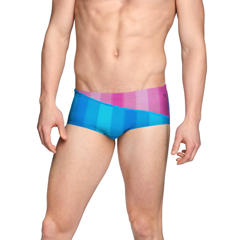 Men's Print Spliced Euro Brief Blue