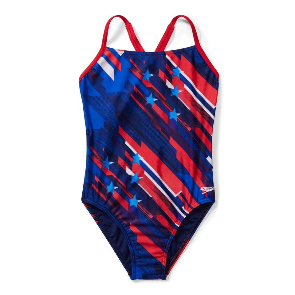 Women's Stripes And Stars Relay Back One Piece Red