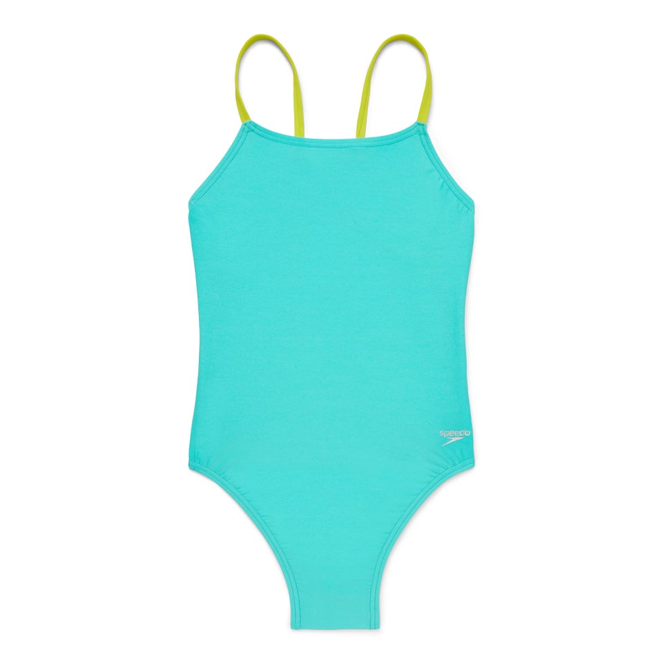 Women's Solid Fixed Back One Piece Blue