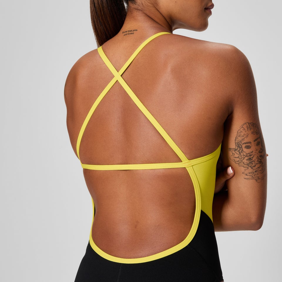 Women's Spark Splice Crossback One Piece Yellow